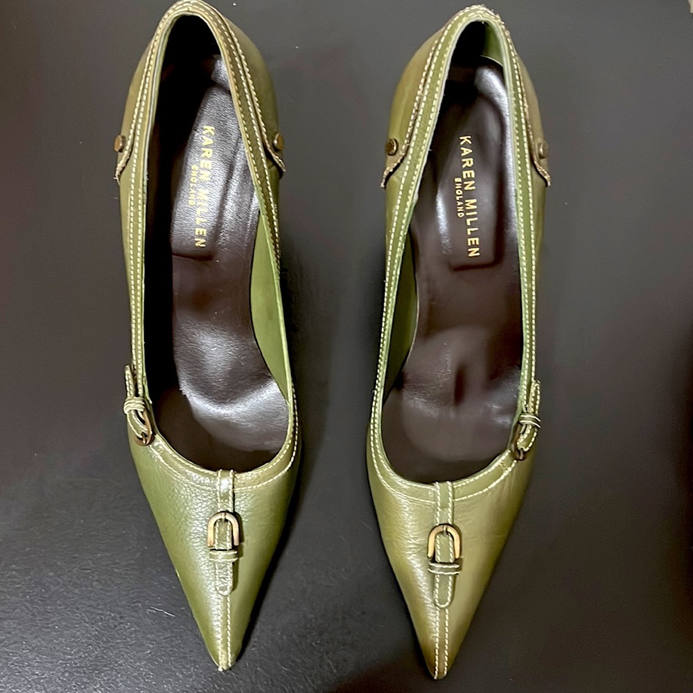 Vintage Karen Millen Sage Green Pointy Shoes